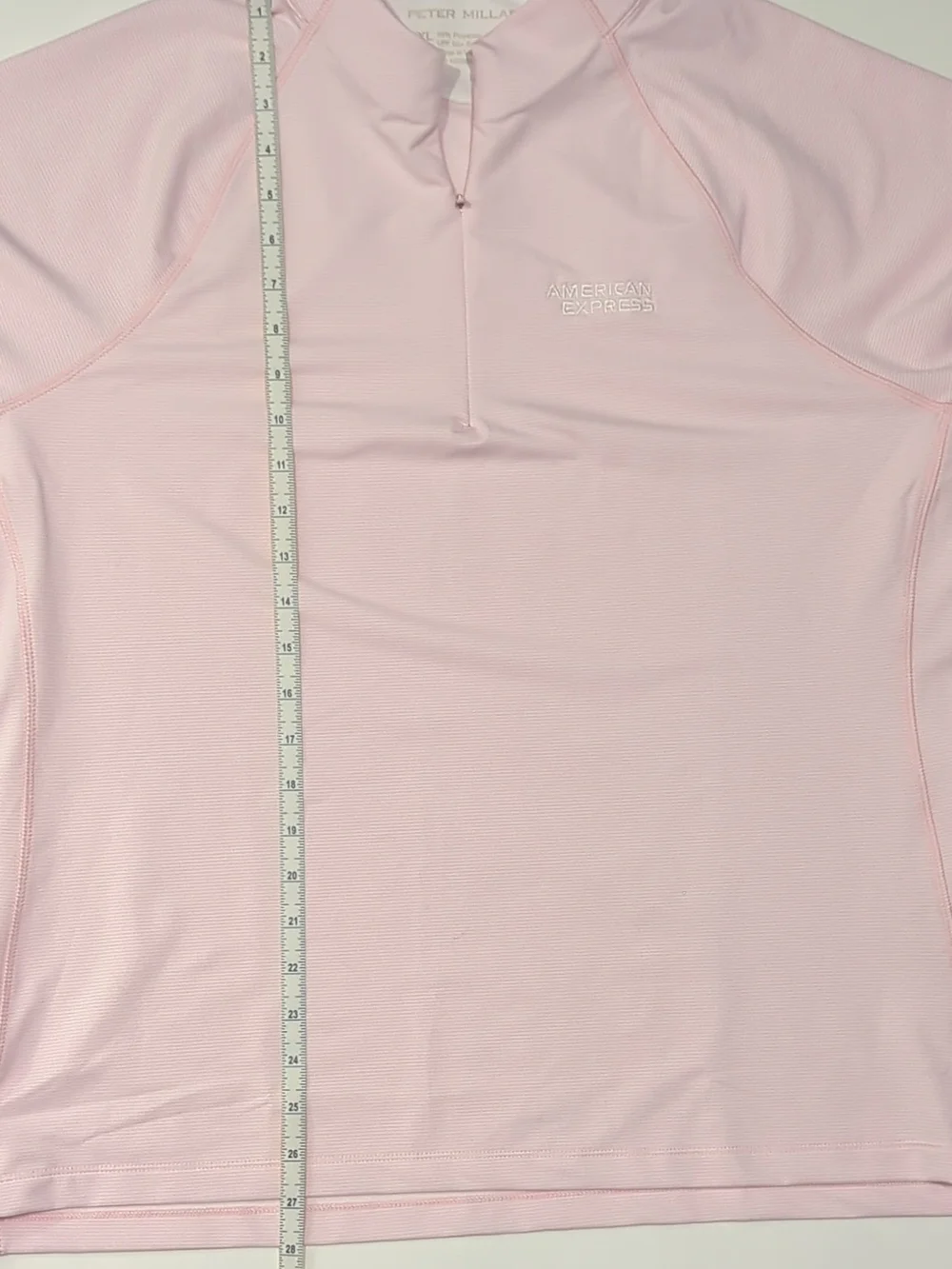 Peter Millar American Express Logo Pink Striped Quarter-Zip Pullover